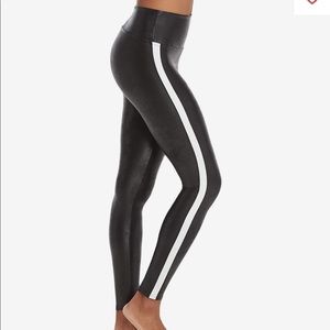 Spanx Faux Leather Side Stripe Leggings